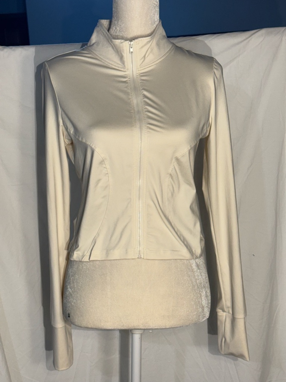 SHEIN Cream Lightweight Zip-Up Jacket
